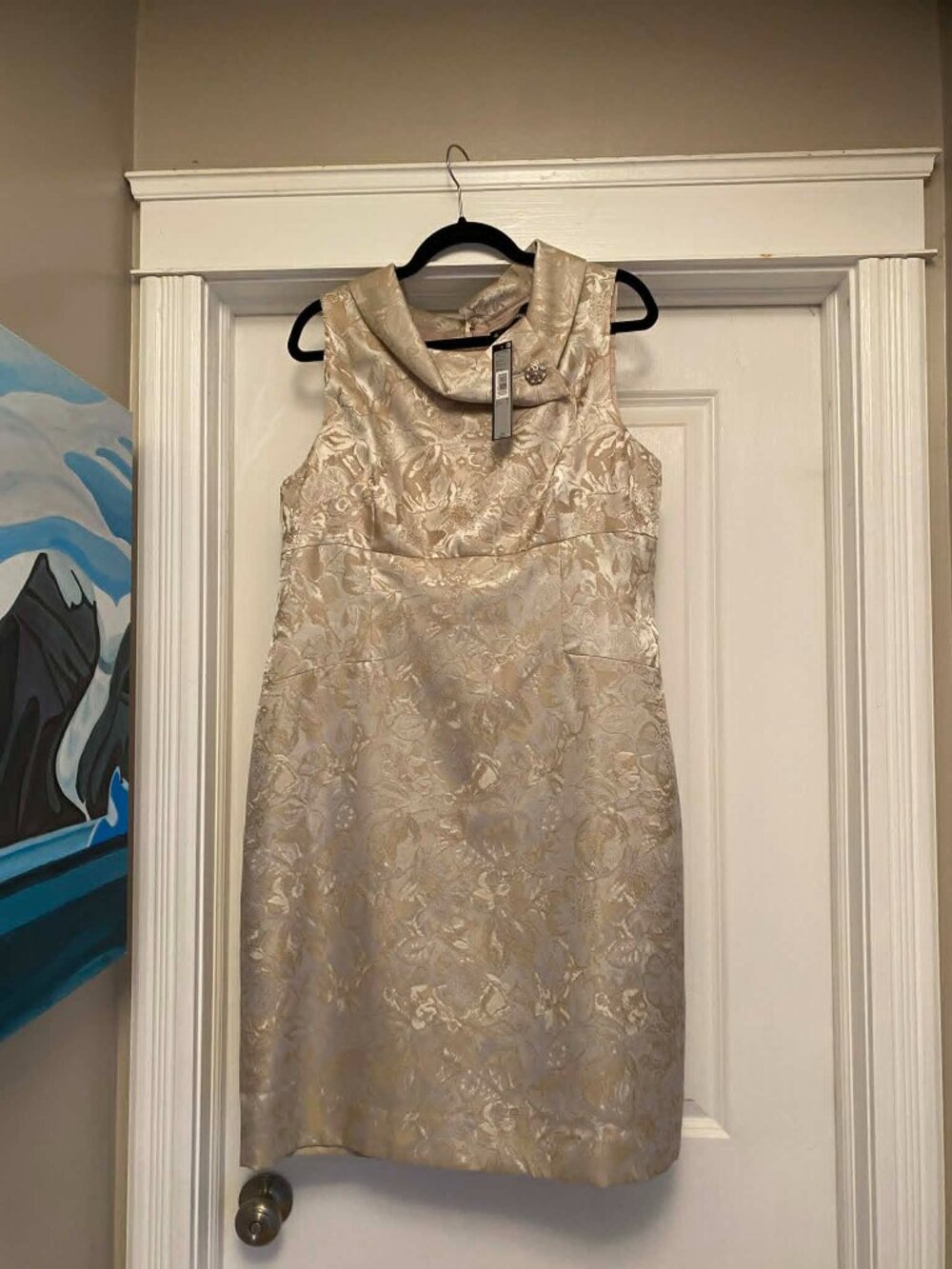 Elegant Statement Dress, Size 16, Champagne